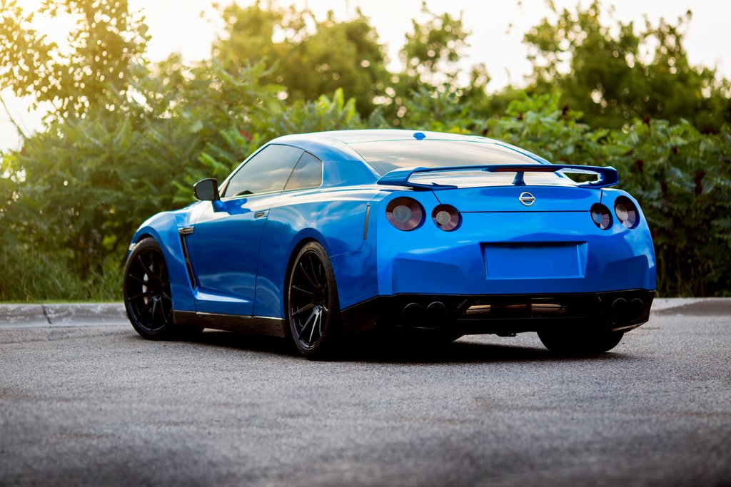Car Wrapped with Gloss Blue Fire Wrap