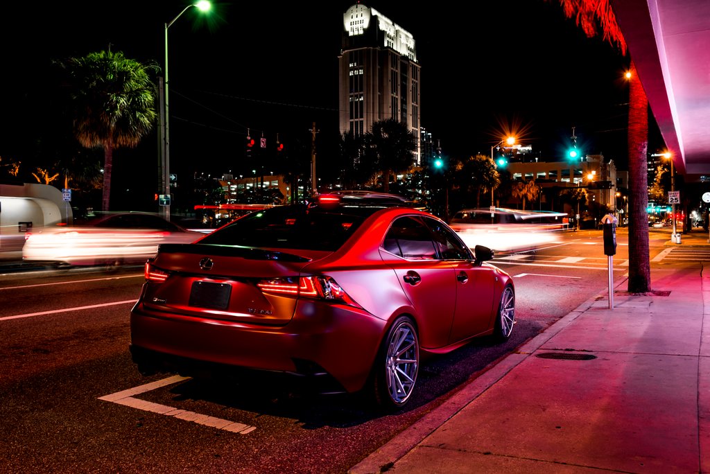 Car Wrapped with Satin Vampire Red Wrap