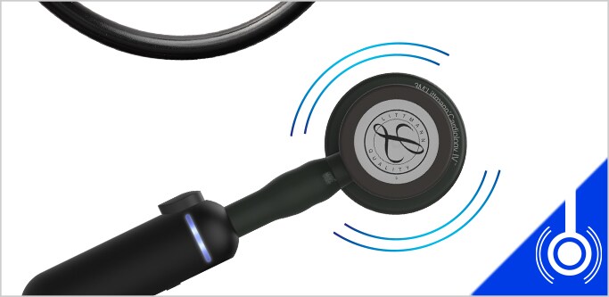Elektroninen 3M Littmann -stetoskooppi, malli 3200 valkoisella taustalla.
