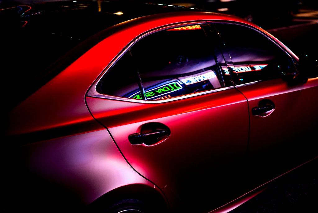 Car Wrapped with Satin Vampire Red Wrap