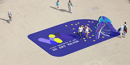 Ulkotila, jossa on 3M Floor and pavement Films -lattia- ja asfalttikalvot.
